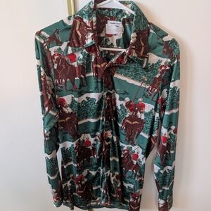 Dame Polo-Themed Green Button Down Shirt